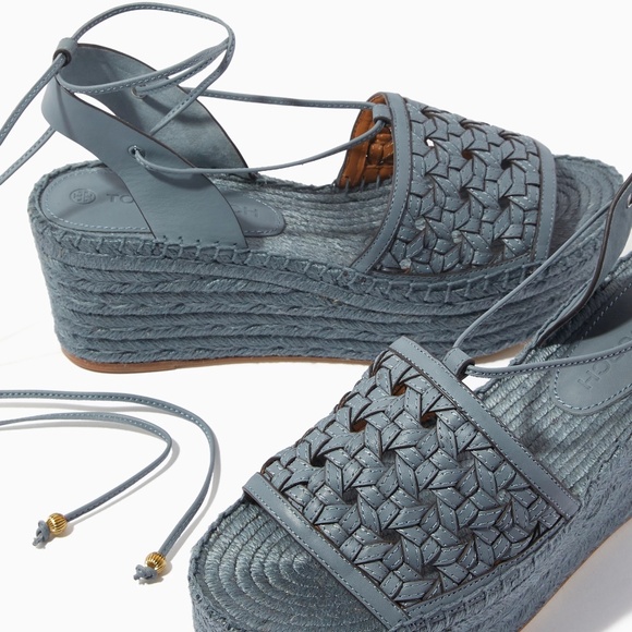 Tory Burch Basket-Weave Platform Espadrille Platform Sandals 7.5 - Picture 2 of 11